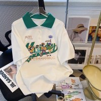 1356#纯棉女童短袖T恤2024新款夏季洋气时髦儿童POLO衫体恤小女孩