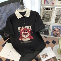 纯棉T恤翻领短袖夏季中大童套头单排扣童装夏天