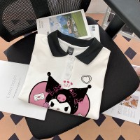纯棉T恤翻领短袖夏季中大童套头单排扣童装卡通