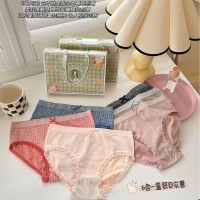 新品日系软糯甜心舒适透气三角内裤女纯棉抗菌裆六条纯色少女内裤