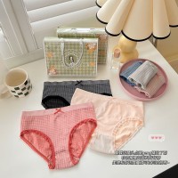 新品日系软糯甜心舒适透气三角内裤女纯棉抗菌裆六条纯色少女内裤