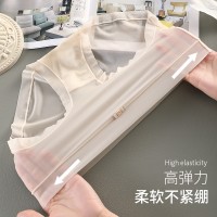 春夏季薄款冰丝无痕内裤4条组合装中腰透气性感少女蕾丝女士内裤