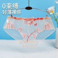 内裤女蕾丝性感迷人透明网纱新款无痕内衣短裤胖mm大码女士内裤