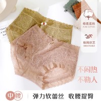 抖音热卖款内裤女士高腰收腹收小肚子少女可爱蕾丝无痕三角短裤