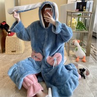 唐老鸭秋冬季学生睡袍可爱长款加绒睡裙浴袍动物睡袍可外穿睡衣