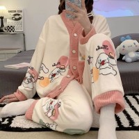 珊瑚绒睡衣女士2024年秋冬季加绒加厚法兰绒水蜜桃家居服两件套装