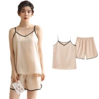 新款冰丝吊带睡衣女夏季背心短裤夏天薄款两件套凉感家居服宽松