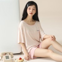 2024莫代尔带胸垫睡衣女夏季薄款短袖外穿女士家居服新款套装