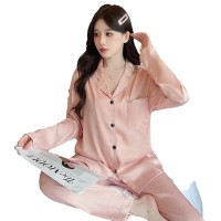 高级感冰丝睡衣女春秋款夏季长袖新款高档仿真丝家居服套装女士