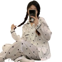法式高级感冰丝睡衣女春秋季夏季新款长袖薄款丝绸缎面家居服套装