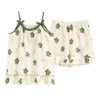 夏季薄款无袖睡衣女带胸垫可爱背心套装甜美女生家居服可外穿