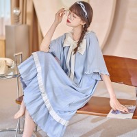 法式蕾丝公主风女士长款睡裙春夏宫廷风甜美白色长袖睡衣家居服女