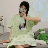 2024年新款睡裙女夏季纯棉短袖孕妇性感夏天大码甜美睡衣女款夏款