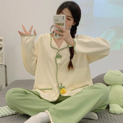 <!--睡衣女士纯棉春秋季2024年新款长袖甜美秋冬款薄款大码家居服套装-->