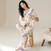 7A抑菌防螨睡衣女春秋季纯棉长袖全棉2024年新款可外穿家居服套装