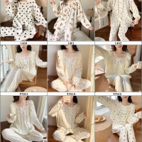 睡衣女春秋款纯棉长袖女士纱布可爱卡通棉纱薄款春秋家居服秋