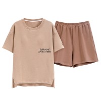 带胸垫一体睡衣女夏季莫代尔短袖甜美宽松大码学生新款家居服套