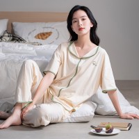 睡衣女夏季纯棉短袖长裤半袖女士夏天套装春秋款软妹风家居服夏款