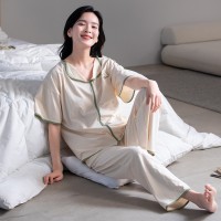 睡衣女夏季纯棉短袖长裤半袖女士夏天套装春秋款软妹风家居服夏款