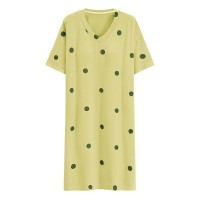 莫代尔女士睡裙夏季带胸垫半袖中长款韩版凉感家居服睡衣裙加大码