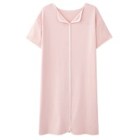 2024自带胸垫睡裙女夏季莫代尔睡衣短袖纯色甜美学生中长款家居服
