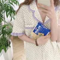 夏季韩版学生睡衣女花边可爱小碎花短袖短裤抖音直播牛奶丝家居服