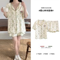 日系卡通可爱樱桃熊睡衣女短袖春夏季新款少女居家宽松家居服