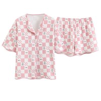 日系卡通可爱樱桃熊睡衣女短袖春夏季新款少女居家宽松家居服