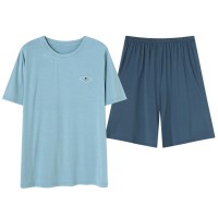 莫代尔男士睡衣夏短袖短裤韩版简约休闲宽松大码高级感家居服套装