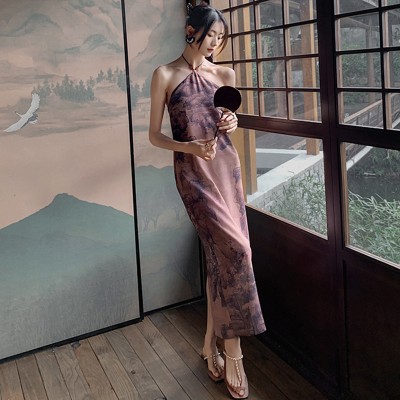 <!--中式新款睡衣女夏吊带挂脖睡裙长裙风高级感性感女士家居服2968-->