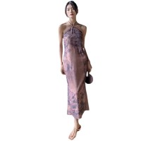 中式新款睡衣女夏吊带挂脖睡裙长裙风高级感性感女士家居服2968