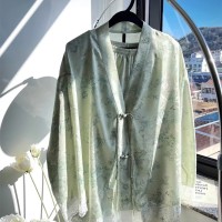 【碧螺春】春夏居家服女长袖冰丝绸潮花卉新中式盘扣睡衣套装