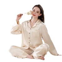 严选2024冰丝睡衣女夏季休闲套装送闺蜜装高级家居服女礼盒刺绣款