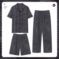 睡衣100%纯棉男士夏季短袖短裤长裤薄款男款夏天大码家居服三件套