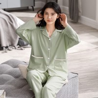 春秋款睡衣女100%纯棉宽松大码薄款长袖夏季新款可外穿家居服套装
