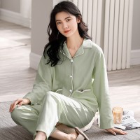 春秋款睡衣女100%纯棉宽松大码薄款长袖夏季新款可外穿家居服套装