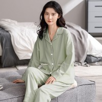 春秋款睡衣女100%纯棉宽松大码薄款长袖夏季新款可外穿家居服套装