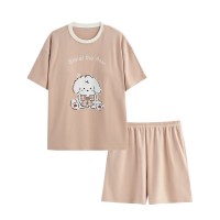 2024新款睡衣女夏季纯棉带胸垫短袖短裤夏天薄款可外穿家居服套装
