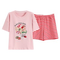 新款睡衣女短袖短裤带胸垫套装夏季韩版学生甜美可爱卡通家居服
