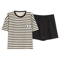 2024睡衣女夏季纯棉短裤短袖夏天薄款卡通简约可外穿家居服套装