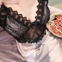 蕾丝诱惑显瘦冰丝睡裙套装性感吊带带胸垫睡衣春夏私房女士家居服