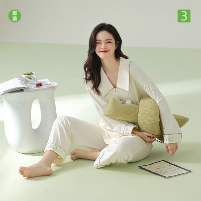 <!--【抗菌新疆棉】秋季法式领拉架棉睡衣女士长袖纯棉春款家居服套装-->