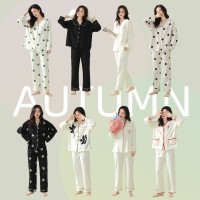 【抗菌新疆棉】秋季法式领拉架棉睡衣女士长袖纯棉春款家居服套装