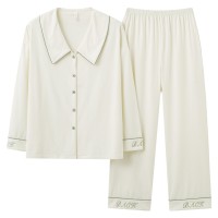 【抗菌新疆棉】秋季法式领拉架棉睡衣女士长袖纯棉春款家居服套装