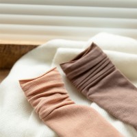 袜子女中筒袜春夏款棉袜纯色长筒JK百搭显瘦直筒堆堆袜诸暨