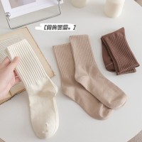 诸暨袜子女中筒袜夏季纯色堆堆袜条纹ins潮流秋冬中长筒袜子
