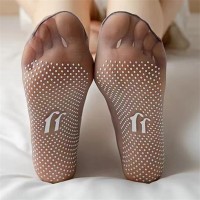 防滑点胶水晶面膜钢丝袜女夏季防勾丝隐形短丝袜薄款足底按摩袜子