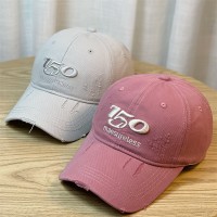 韩版纯棉破洞棒球帽女新款百搭休闲美式复古刺绣鸭舌帽子大头围潮