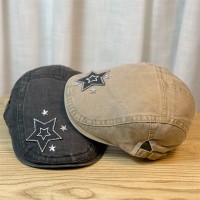 复古日系星星牛仔前进帽女春季户外防晒遮阳鸭嘴帽鸭舌帽子贝雷帽