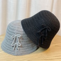新款韩版ins春夏季甜美可爱蝴蝶结针织盆帽女遮阳渔夫帽子显脸小
